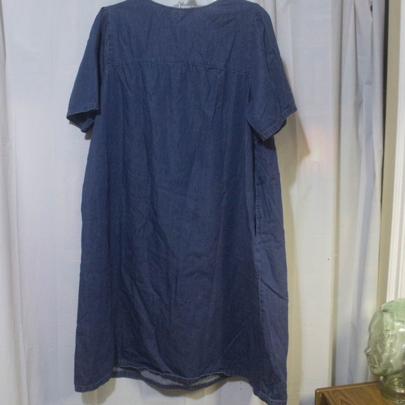 National Since 1952 Embroidered Casual Blue House Dress Size Extra Large - Picture 5 of 5
